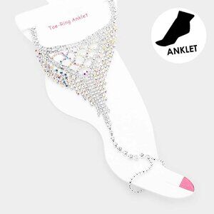 🆕 Crystal Rhinestone Evening Toe Ring Anklet